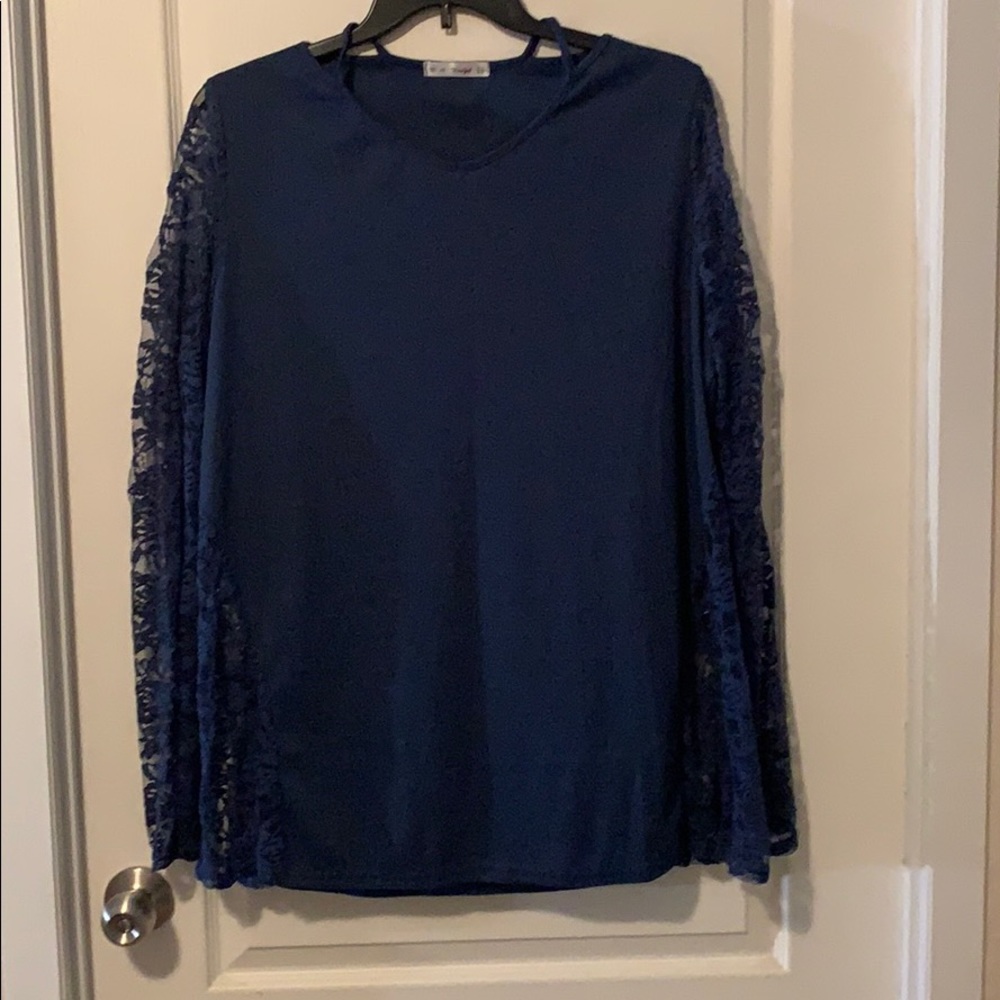 Blue Lace long sleeve shirt - Sz 4XL